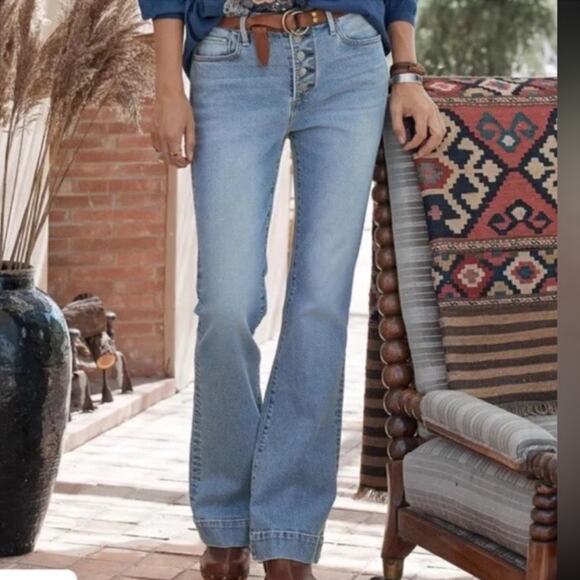 Driftwood Wyatt Exposed Button Fly Boot Cut Jeans Size 26 X 32 Boho Western - Picture 1 of 13